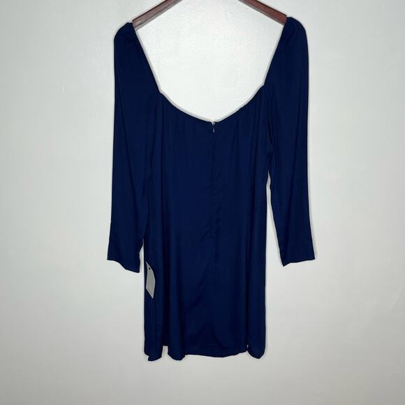 Reformation Sydney Mini Dress Womens 10 Blue Long Sleeve Front Tie - Picture 7 of 9
